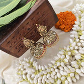 Vriksham Designer Peacock Style  1 gm Gold Peacock Jhumka-Red-G20352